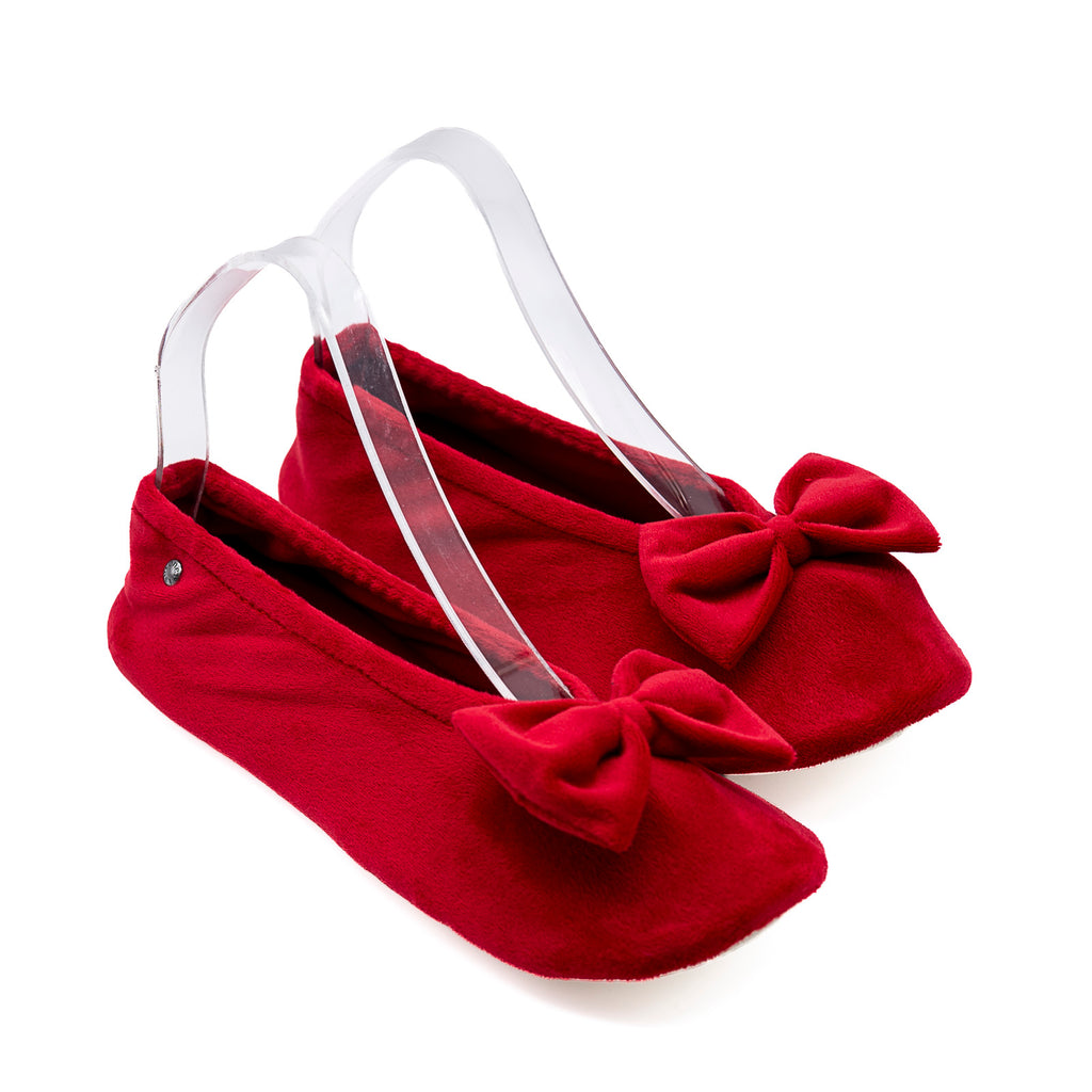 Pantoufles Ballerines Grand Noeud Rouge  ISOTONER