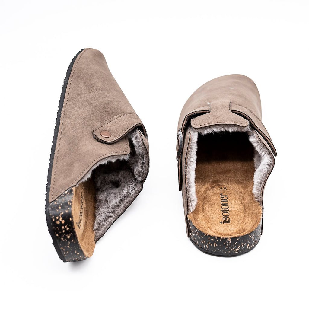 Pantoufles mules taupe ISOTONER