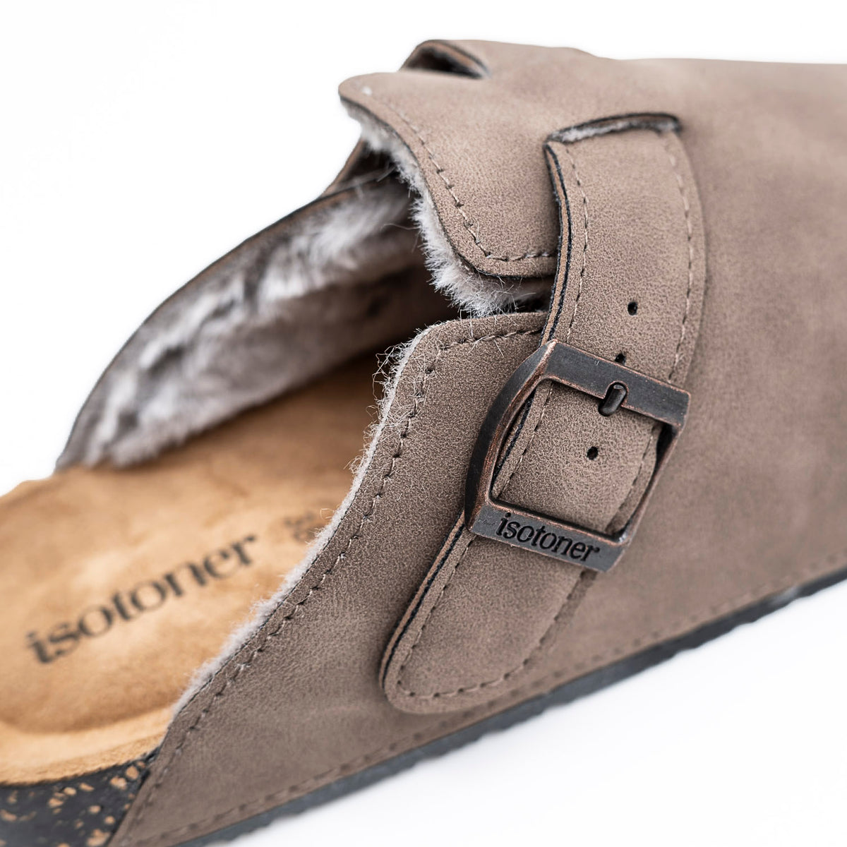 Pantoufles mules taupe ISOTONER