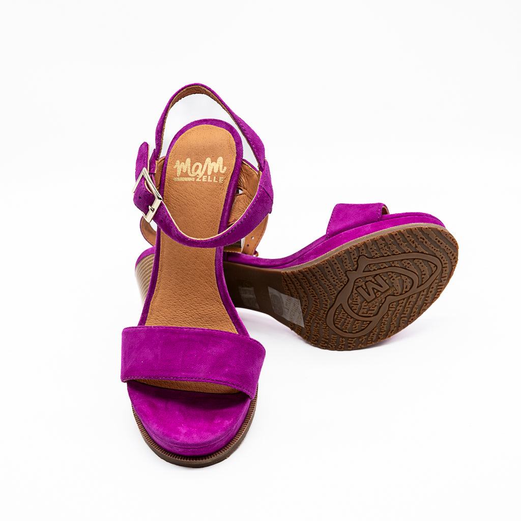 Sandales Talon Jain Velours Fushia MAMZELLE