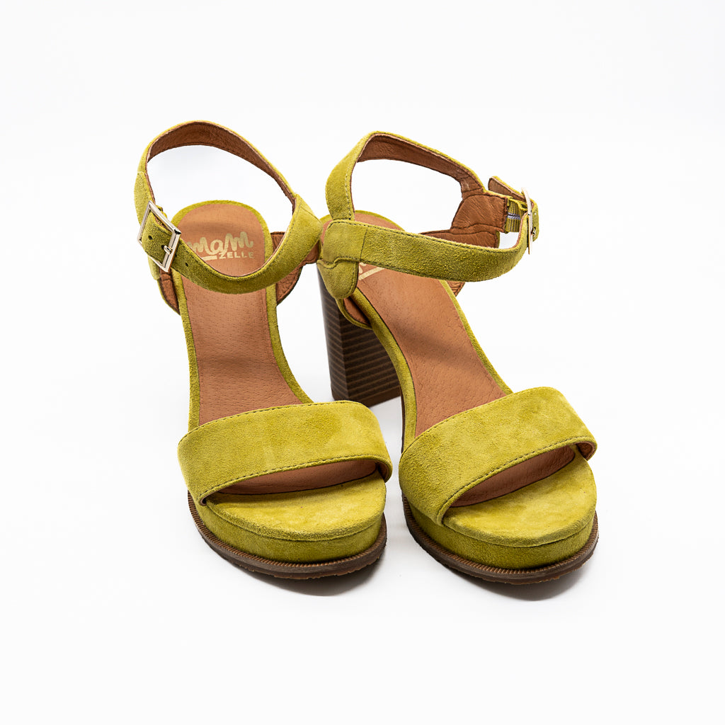 Sandales Talon Jain Velours Anis MAMZELLE