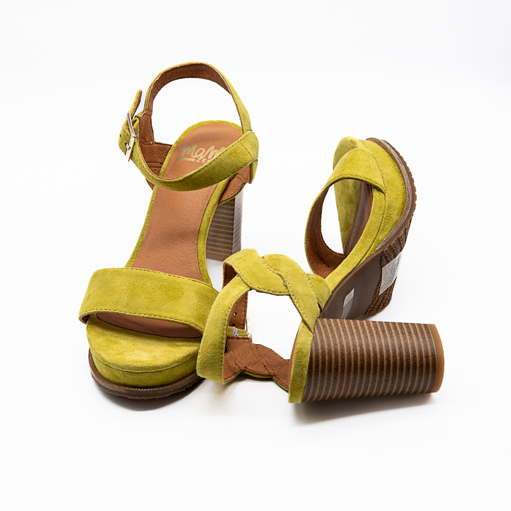 Sandales Talon Jain Velours Anis MAMZELLE