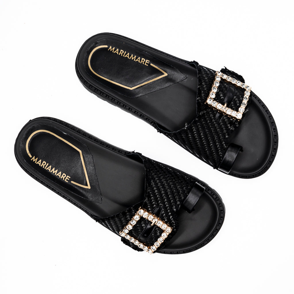 Mules noir Boucle Strass MARIAMARE