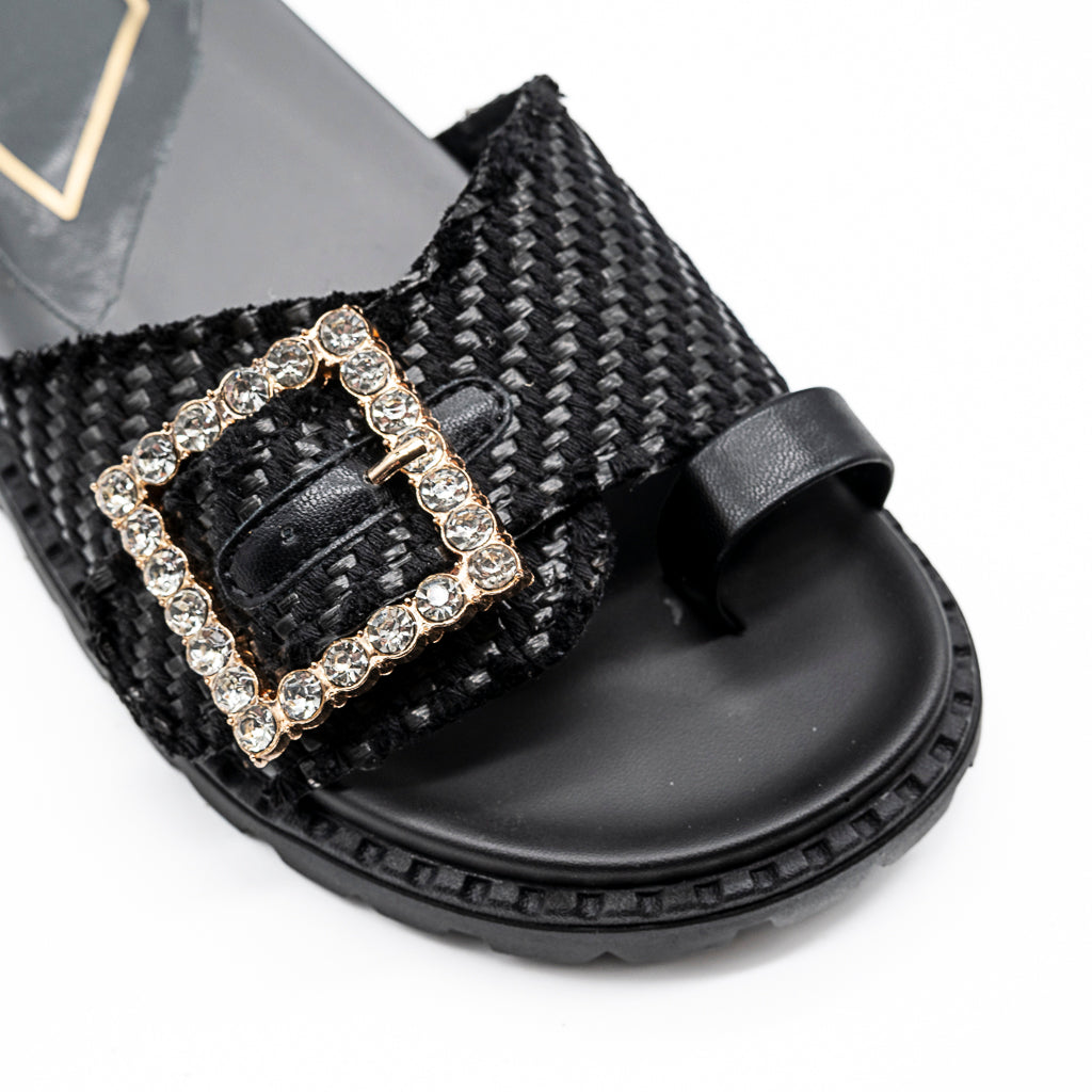 Mules noir Boucle Strass MARIAMARE