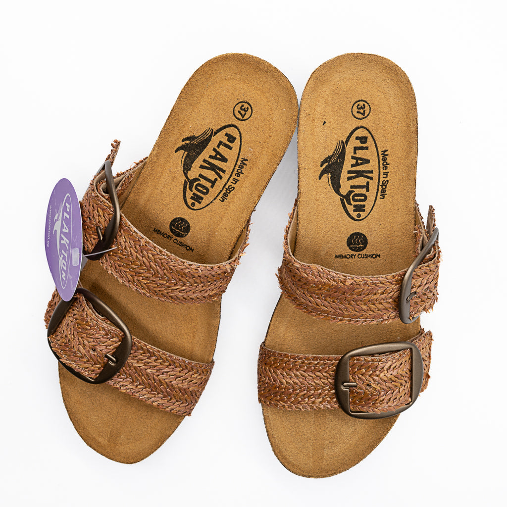 Mules So Rock Rafia Marron PLAKTON